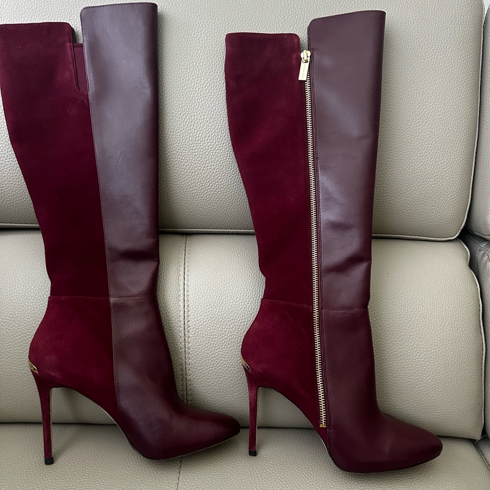 Michael Michael Kors Clara Boot Merlot Suede and Leather.